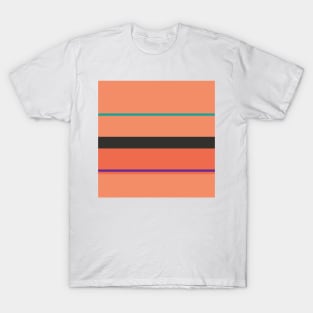 A particular impression of Orange Pink, Big Foot Feet, Christmas Purple, Persian Green and Dark Grey stripes. T-Shirt